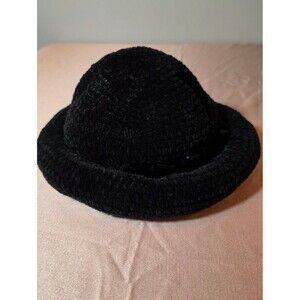 Outbrook Vintage Plush Black Rolled-Brim Bucket Hat